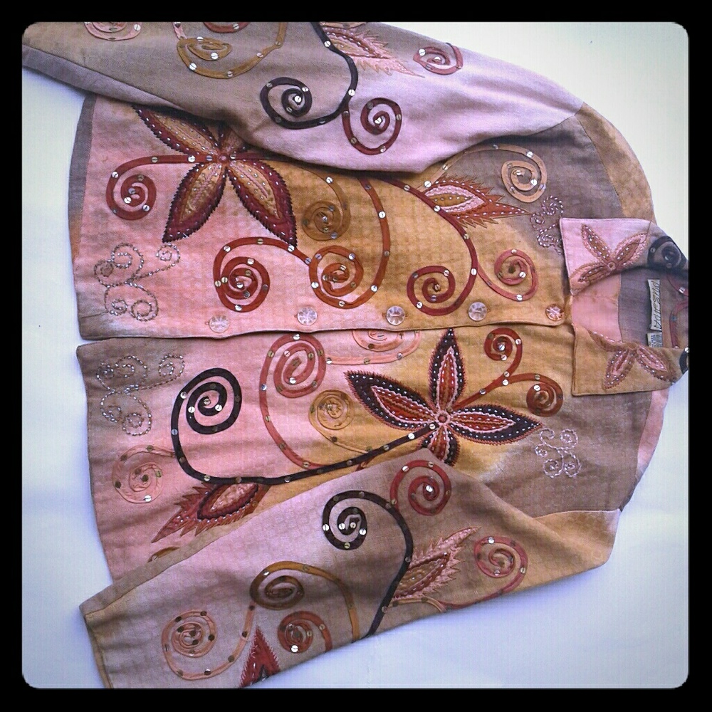 Vintage Embellished Multi Tone Color Blazer